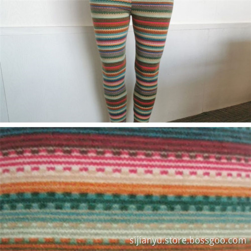 Winter Indoor Custom Striped Brushed Women's Warm Leggings